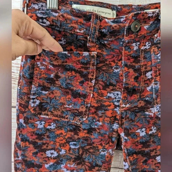 Pilcro & the Letterpress Size 25 High Rise Skinny Pants Floral Corduroy Stretchy - Picture 4 of 13